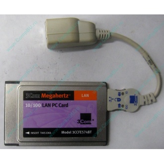 Сетевая карта для ноутбука 3COM Mehahertz 3CCFE574BT (PCMCIA) - Благовещенск